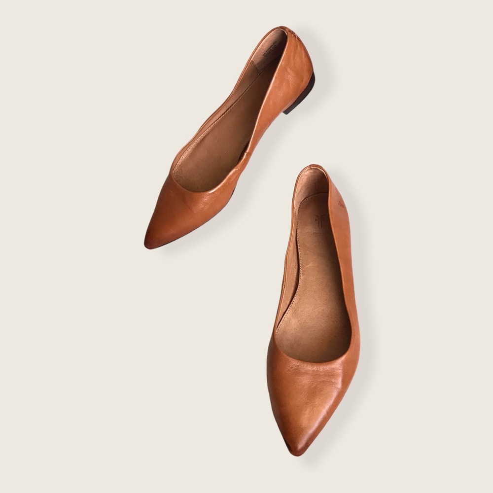 Frye Sienna Cognac Leather Ballet Pointed Flats - Picture 7 of 16